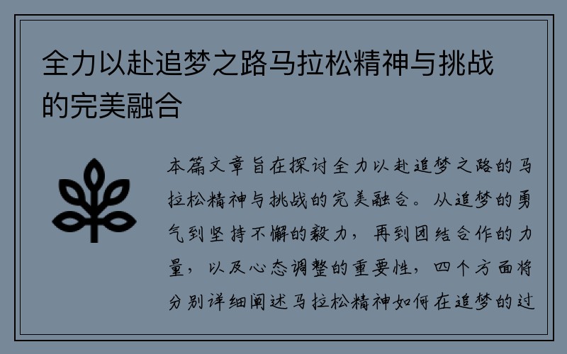 全力以赴追梦之路马拉松精神与挑战的完美融合